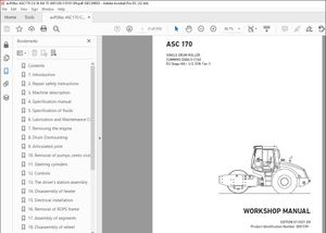 Ammann ASC 170 Single Drum Roller Workshop Manual 3001339 - PDF