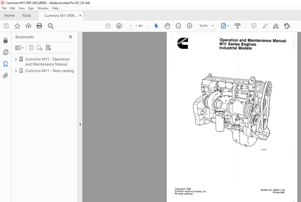 Cummins M11 Series Engines Industrial Operation &amp; Parts Manual – PDF DOWNLOAD
