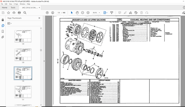 Jaguar 2.9 &amp; 3.6 Litre Saloons Parts Manual Serial No.RTC9893CB - PDF DOWNLOAD