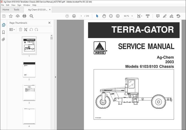Ag Chem 6103 8103 TerraGator Chassis 2003 Service Manual_AG727567 – PDF DOWNLOAD