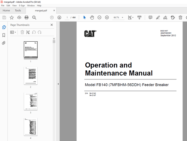 CAT Feeder Breaker 54-2192 Operation &amp; Maintenance Manual BI629495 - PDF DOWNLOAD 