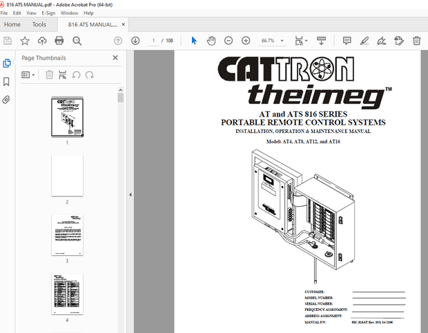CATTRON Theimeg AT &amp; ATS 816 Series INSTALLATION, OPERATION &amp; MAINTENANCE Manual - PDF DOWNLOAD