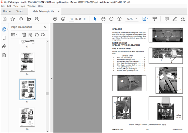 GEHL RS6-34 GEN3 Telescopic Handler Operator’s Manual(50960137) – PDF DOWNLOAD