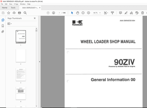 Kawasaki 90ZIV Wheel Loader NISSAN PE6T34 Engine Shop Manual - PDF DOWNLOAD