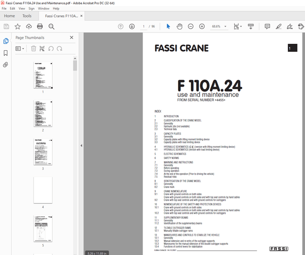 Fassi Cranes F 110A.24 use and maintenance Manual – PDF DOWNLOAD