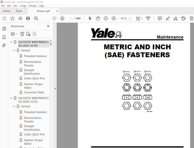 Yale Forklift C909 (GDPGLP170VX, GDPGLP175VX36, GDPGLP190VX) Service Manual PDF