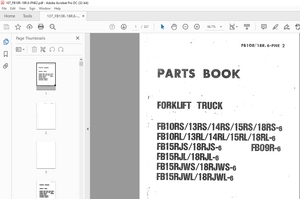 Komatsu ForkliftTruck FB10RS/13RS/14RS/15RS/18RS-6 FB1 0RL/13RL/14RL/15Rl/18RL-6FB15RJS/Parts ManUAL
