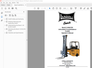 Bendi Landoll 3-30AC/DS Articulated Counterbalance Forklift Operator’s Manual F-875-R0 – PDF DOWNLOA