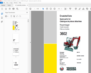 Wacker Neuson 3602 Crawler Excavator Parts Manual 1000015255 - PDF DOWNLOAD 