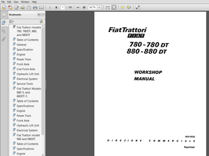 New Holland Fiat Trattori 780, 780DT, 880, 880DT Service Repair Manual (06910052) New Holland Fiat