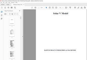 Daewoo Heavy Inderstries &amp; Machinery Solar V Model Shop Manual - PDF DOWNLOAD