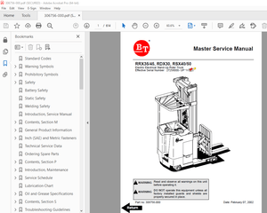 BT Prime Mover RRX35/45, RDX30, RSX40/50 Electric Rider Truck Service Manual - PDF DOWNLOAD