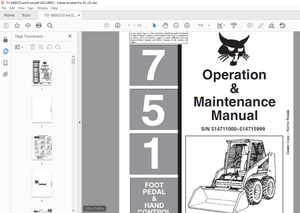 Bobcat 751 FOOT PEDAL &amp; HAND CONTROL Loader Operation &amp; Maintenance Manual N 514711000 514715999 PDF