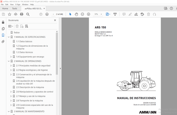 AMMANN ARS 150 MANUAL DE INSTRUCCIONES 2403008 - PDF