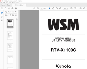 Kubota RTV-X1100C Utility Vehicle Workshop Manual – PDF DOWNLOAD