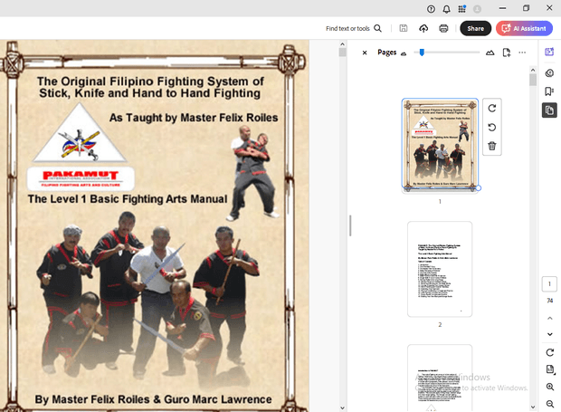 Pakamut Filipino Fighting System of Stick Knife &amp; Hand to Hand Fighting Arts Manual -  PDF DOWNLOAD