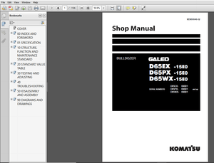 Komatsu D65EX-15E0, D65PX-15E0, D65WX-15E0 Galeo Bulldozer (69001 and up) Shop Manual  PDF DOWNLOA