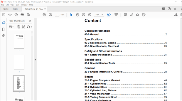 Volvo Penta D1-13, D1-20, D1-30, D2-40G Group 21-26 Workshop Manual_354844608 – PDF DOWNLOAD