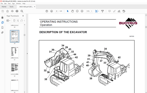 Cat Bucyrus RH 30F Hydraulic Excavator OPERATING INSTRUCTIONS MANUAL BI651484 – PDF DOWNLOAD
