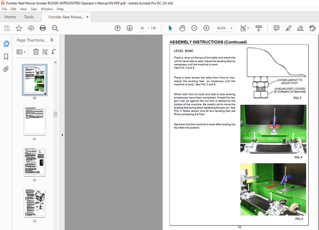 Frontier Reel Mower Grinder RG5500 Operator’s Manual(5NTRG5507903) – PDF DOWNLOAD