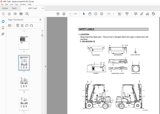 Hyundai HDF-7 Series Forklift Operator’s Manual 2023 PDF