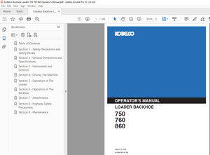Kobelco 750 760 860 Loader Backhoe Operator’s Manual – PDF DOWNLOAD