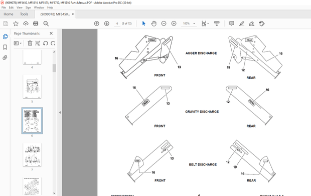 Gehl 5450 5510 5575 5750 5950 4-Auger Mixer Feeders Parts Manual 909907 – PDF DOWNLOAD