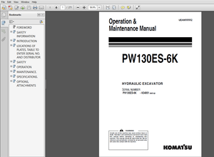 Komatsu PW130ES-6K Hydraulic Excavator Operation &amp; Maintenance Manual (K34001 and up) PDF