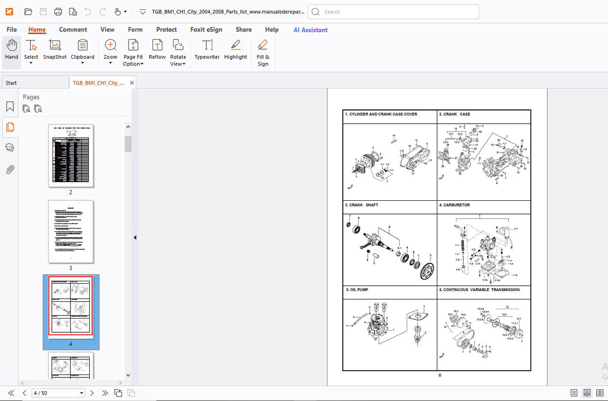 TGB BM1 Spare Parts Manual - PDF DOWNLOAD