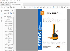 STILL EGV EURO WALKLE HIGH LIFT TRUCK Spare Parts Catalogue Manual – PDF DOWNLOAD