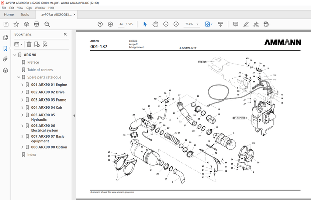 Ammann ARX 90 Tandem Roller Parts Manual 4172006 - PDF
