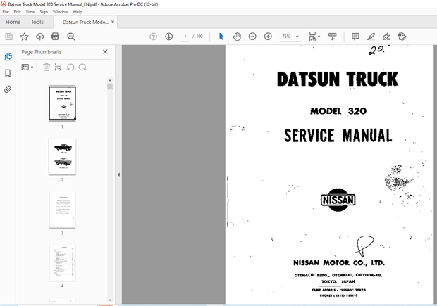 DATSUN TRUCK 320 SERVICE MANUAL - PDF DOWNLOAD