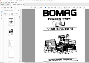 Bomag BC 601 RB BC 601 RS Sanitary landfill compactor Instruction For Repair Manual 00819144 PDF 