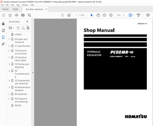 Komatsu PC88MR-10 Hydraulic Excavator Shop Manual SEN06467-10 – PDF DOWNLOAD