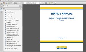 New Holland T4030F T4040F T4050F T4060F Tractor Service Manual (47888339)