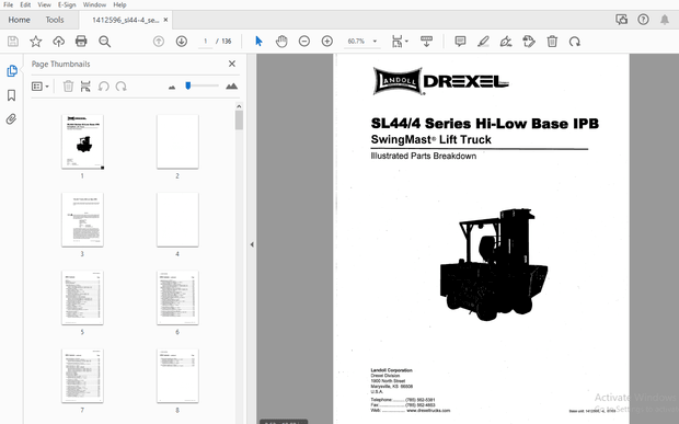 Drexel SwingMast Lift Truck SL44/4 Series Hi-Low Base IPB Parts Manual - PDF DOWNLOAD
