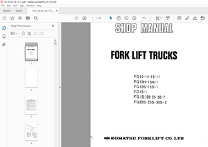 Komatsu FORKLIFT TRUCKS FG 10.14.15-11 FG10H·15H-1 FG10S·15S-1 FD15-1  Parts manual