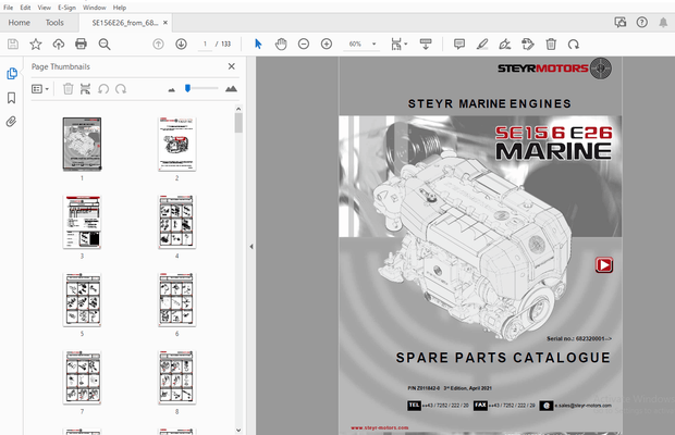 Steyr SE156E26 Marine Engines Parts Manual_682320001 – PDF DOWNLOAD