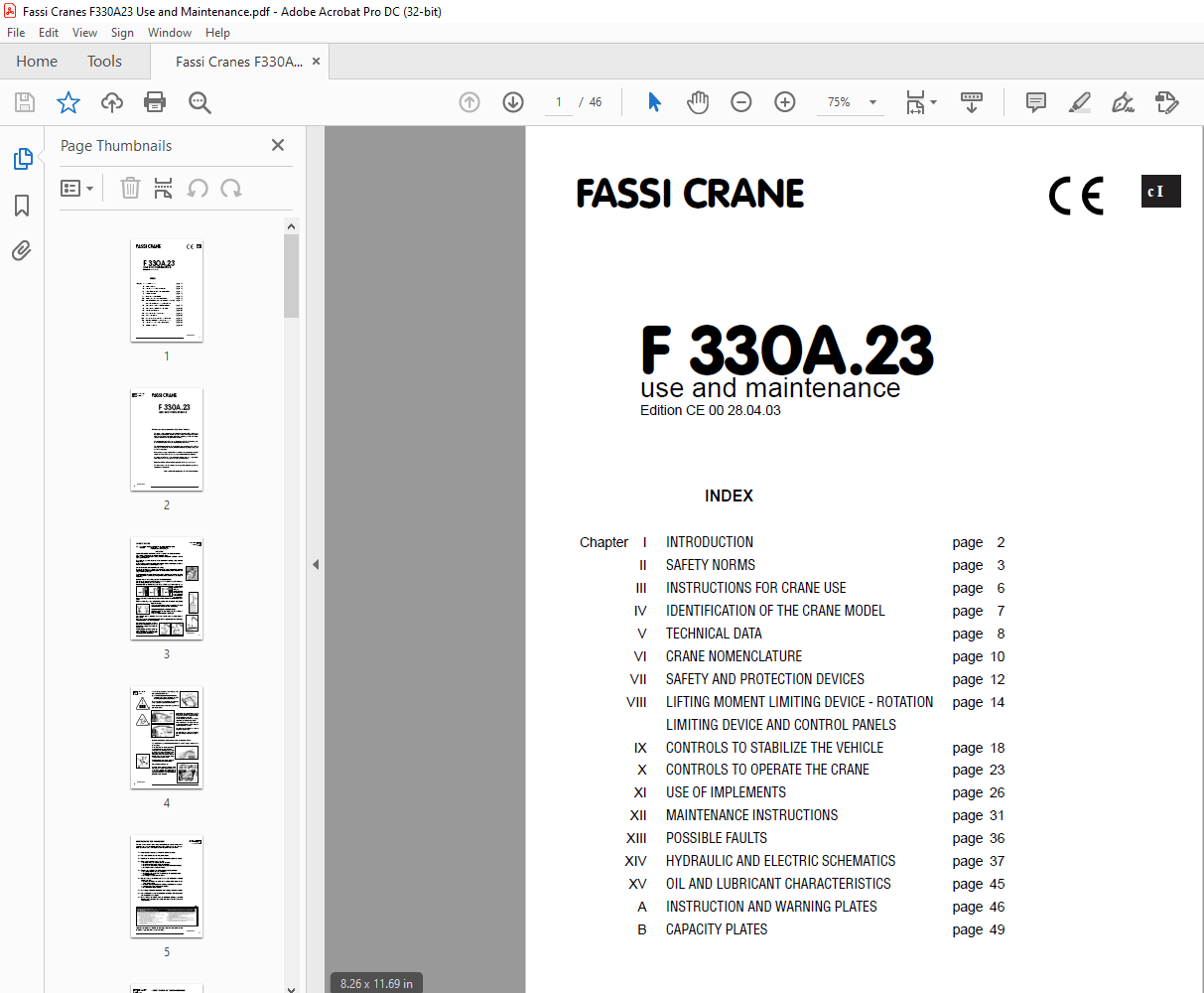 Fassi 330 Fassi Cranes F 330A.23 Use and Maintenance Manual – PDF DOWNLOAD