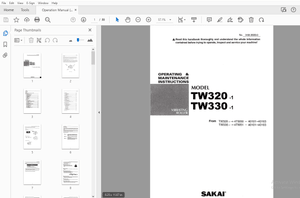 Sakai TW320-1 TW330-1 Operation &amp; Maintenance Manual Serials 40101-40103 PDF
