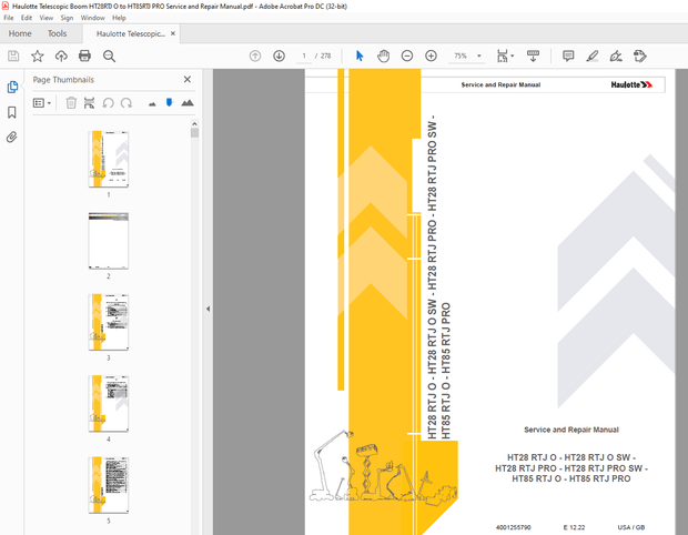 Haulotte Forklift HT28 RTJ O – HT28 RTJ O SW Service and Repair Manual -PDF DOWNLOAD