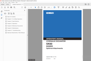 Kobelco SK60 Dozer Hydraulic Excavator Operator’s Manual – PDF DOWNLOAD
