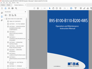 Fiat Kobelco B95 B100 B110 B200 4WS Loader Operator&#x27;s Manual - PDF DOWNLOAD