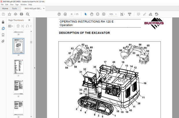 Cat Bucyrus Hydraulic Excavator RH 120E OPERATING INSTRUCTIONS MANUAL BI651460 – PDF DOWNLOAD
