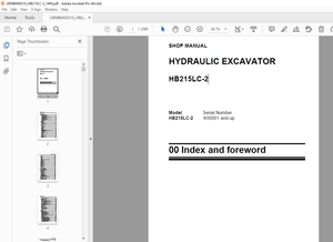 Komatsu HB215LC-2 Hydraulic Excavator Repair Service Shop Manual K60001 -  PDF DOWNLOAD