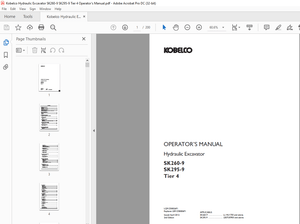 Kobelco SK260-9 SK295-9 Tier 4 Hydraulic Excavator Operator’s Manual – PDF DOWNLOAD