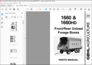 Gehl Front Rear Unload Forage Boxes 1660 &amp; 1660HD Parts Manual(909859B) – PDF DOWNLOAD