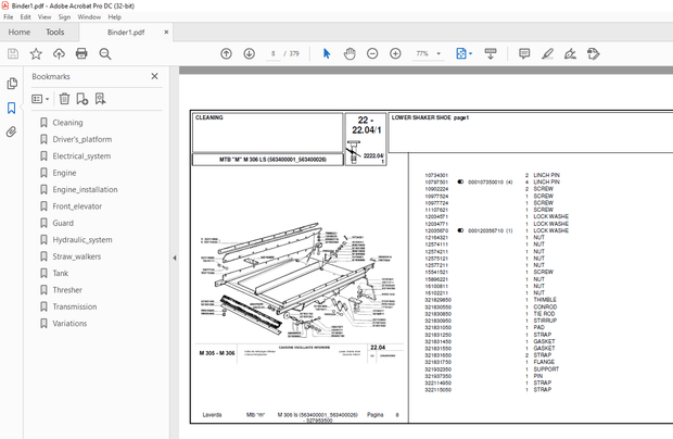 Laverda M306 LS Agricultural Tractor Parts Manual 563400001-563400026 – PDF DOWNLOAD