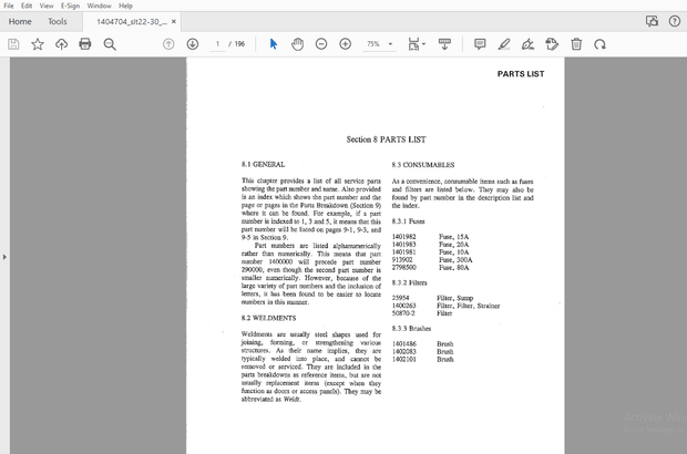 Drexel SLT22/30 Swingmast lift Truck Parts Manual_1404704 (Section 8) – PDF DOWNLOAD