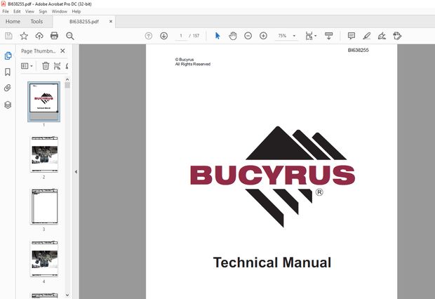 Cat Bucyrus VR 300 Hydraulic Shovel Technical Manual BI638255  - PDF DOWNLOAD